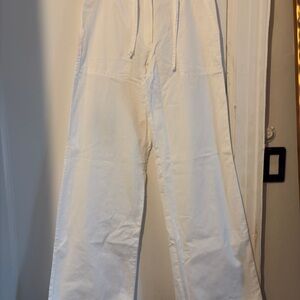 Wide Leg White Drawstring Pants